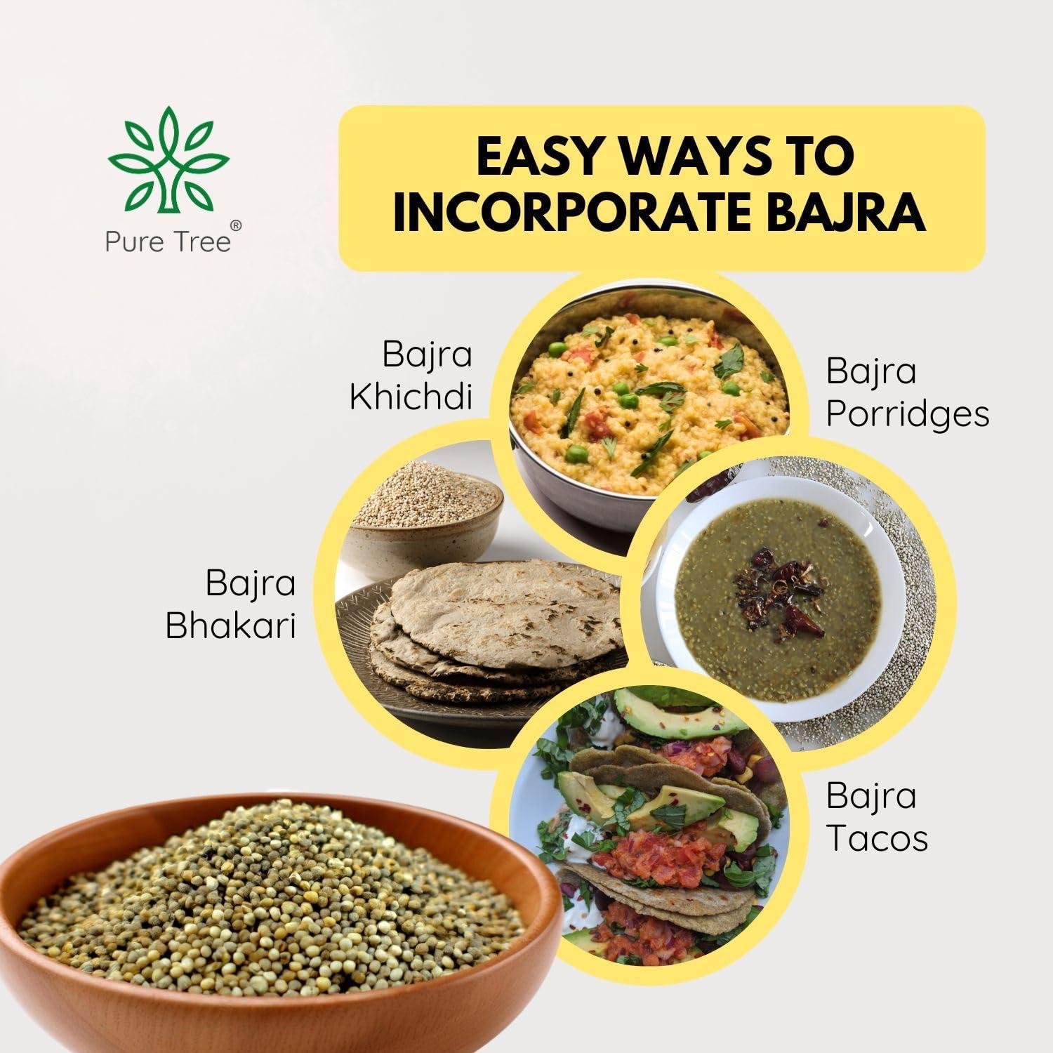 Pure Tree Pure Tree Certified Organic Bajra Millet | 900 g | Pearl Millet | Bajri/Sajje/Kambu/Pindi/Sajjalu | Gluten-Free | Rich In Antioxidants and Fiber | Millets Whole Grains