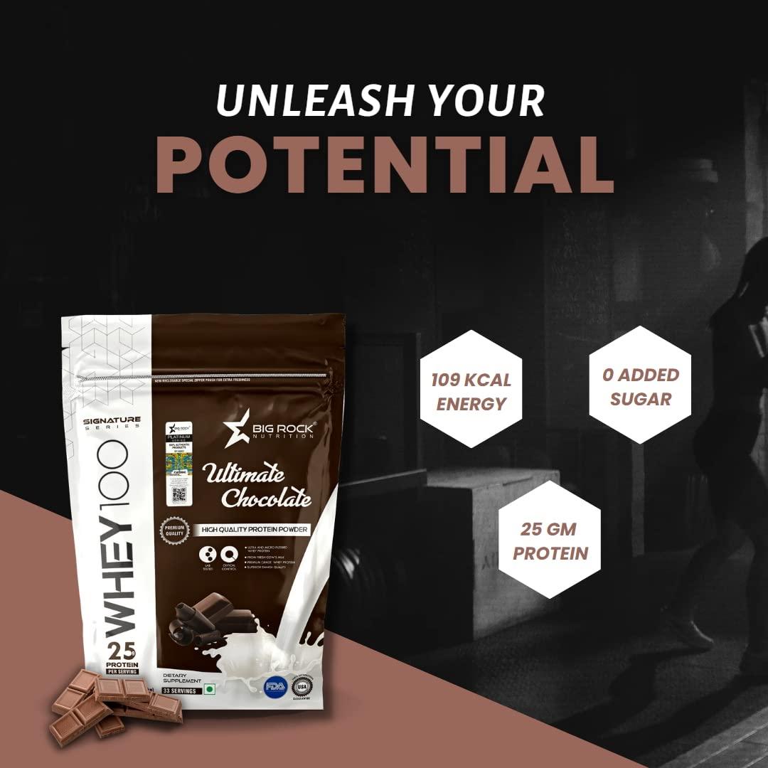 BIG ROCK NUTRITION BIG ROCK NUTRITION Whey 100 Protein Powder For Men and Women | 25g Protein Per Serving (Chocolate)