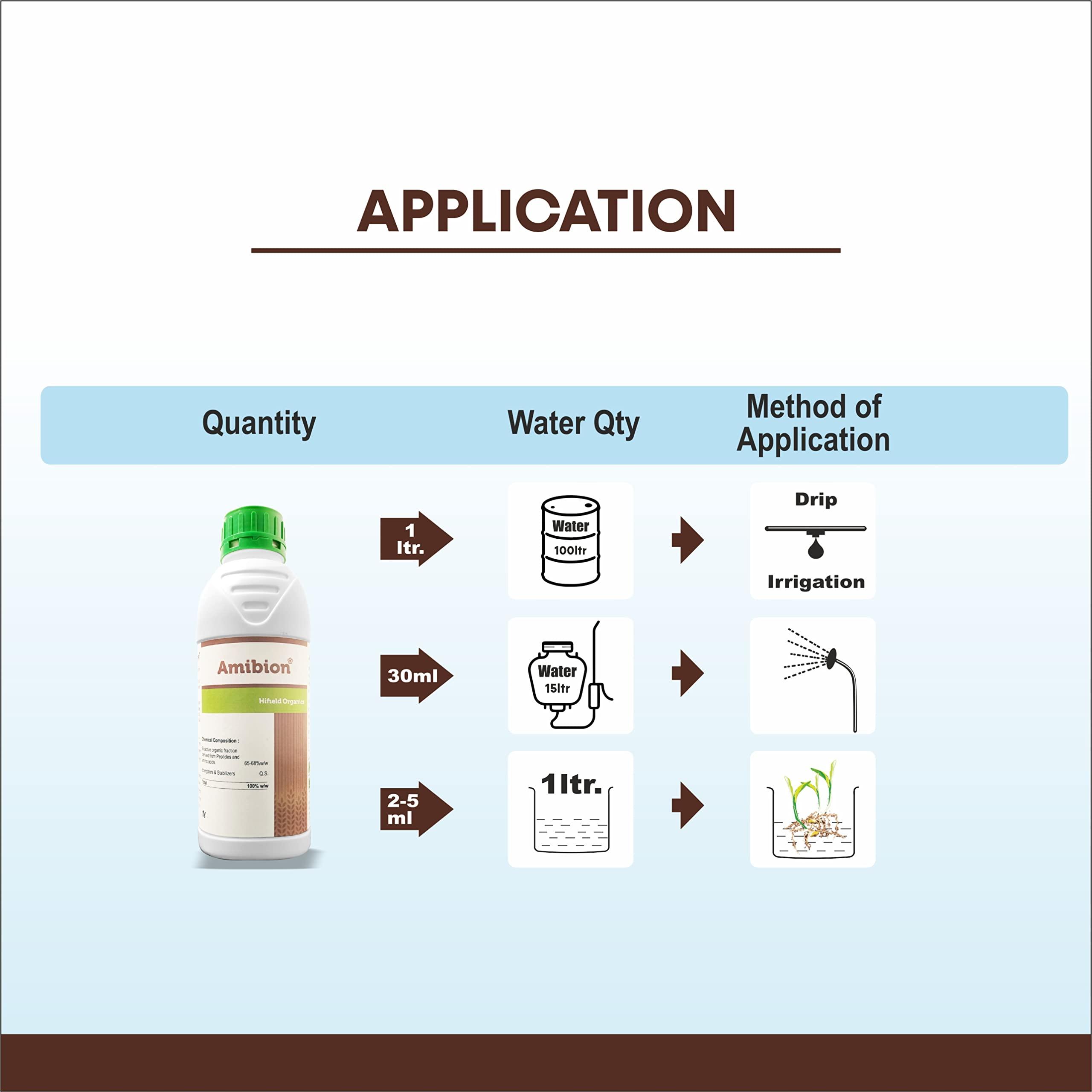 HIFIELD Amibion - 1 LTR Flower Plant Protein Supplement for flower blooming fertilizer, Amino flower growth booster fertilizer,Plant Growth Supplement, terrance Home Garden, fertilizer for fruit plants