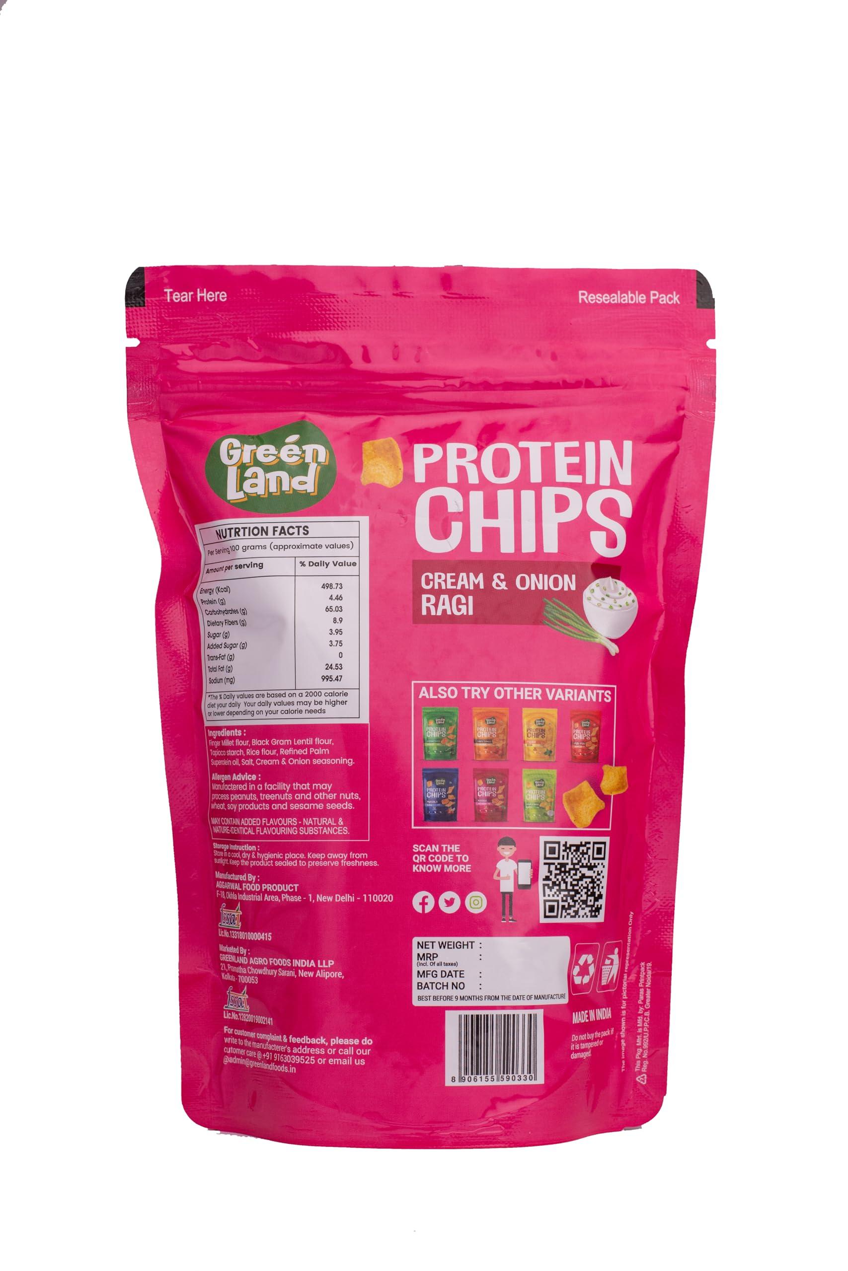 GREENLAND GREENLAND Protein Chips (Pack of 3, 80g Each) Healthy Snacks | Gluten Free | Rich in Protein | Zero Trans Fat | Flavor: Peri Peri Quinoa, Masala Beetroot, Cream & Onion Ragi