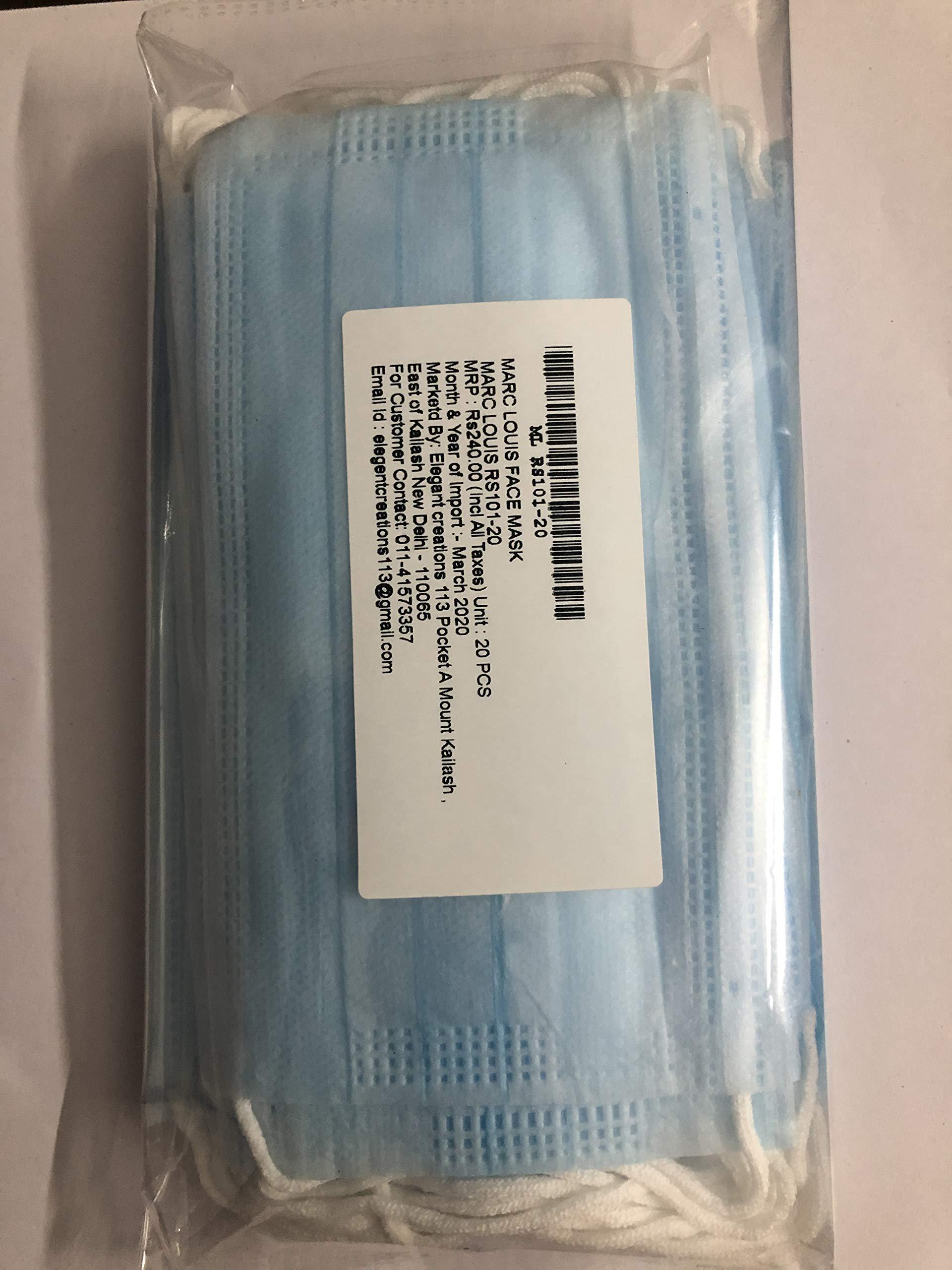 MARC LOUIS MARC LOUIS FACE MASK Surgical Mask 3 Layer Disposable Protective Surgical Face Mask, BFE >98% & PFE >95%, ISI, BIS, CE & ISO Certified