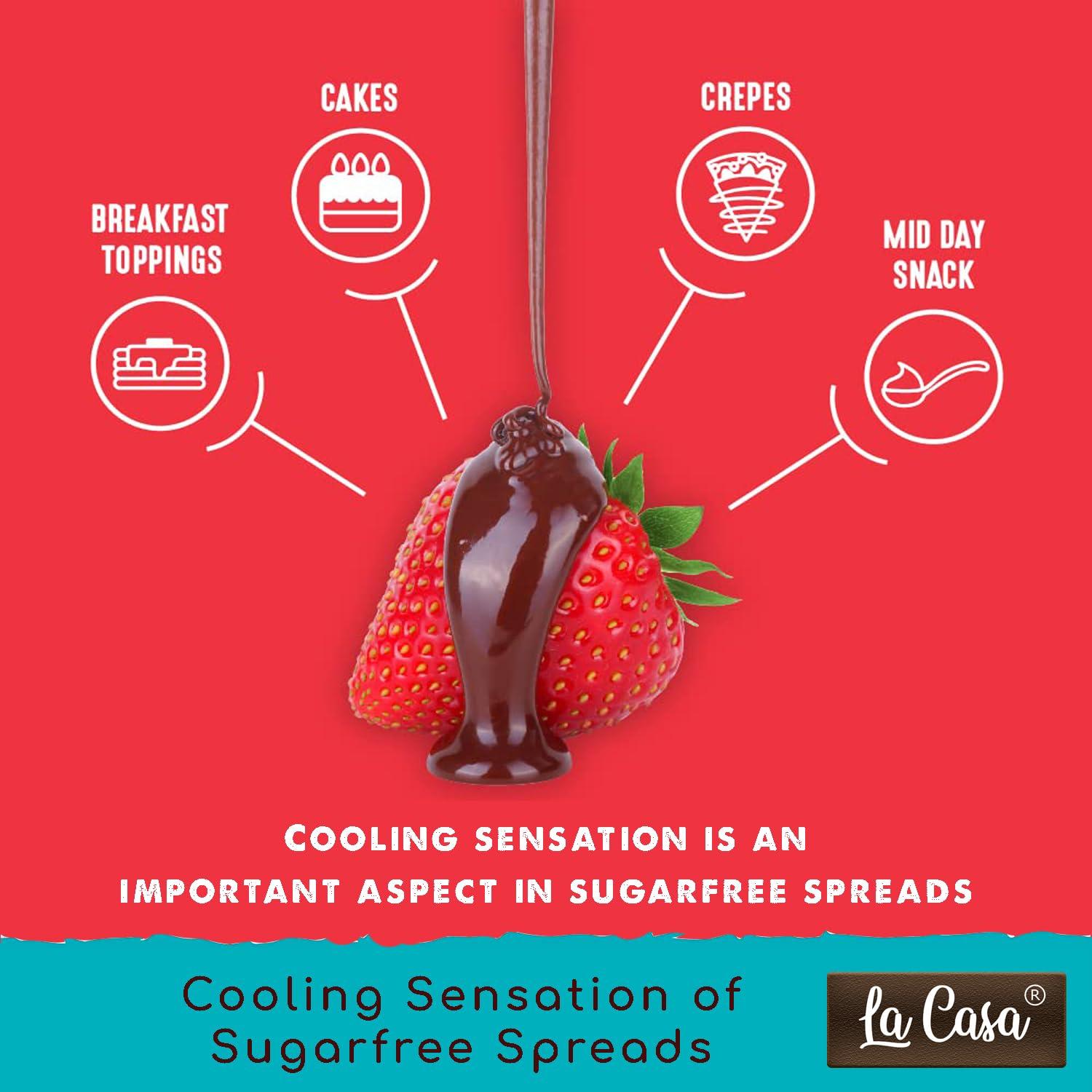 La Casa La Casa Sugar-Free Dark Chocolate Spread | Stevia Based | Combo Pack of 2 | 2x350g |