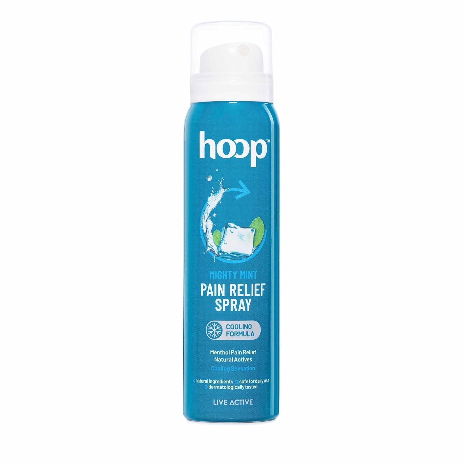 Hoop hoop Pain Relief Spray | Cryotherapy Cooling for Instant Relief from Back Pain, Leg Pain, Lumbar Pain, Knee Pain, Joint Pain, Sports Injuries, Muscle Pain | 80 g