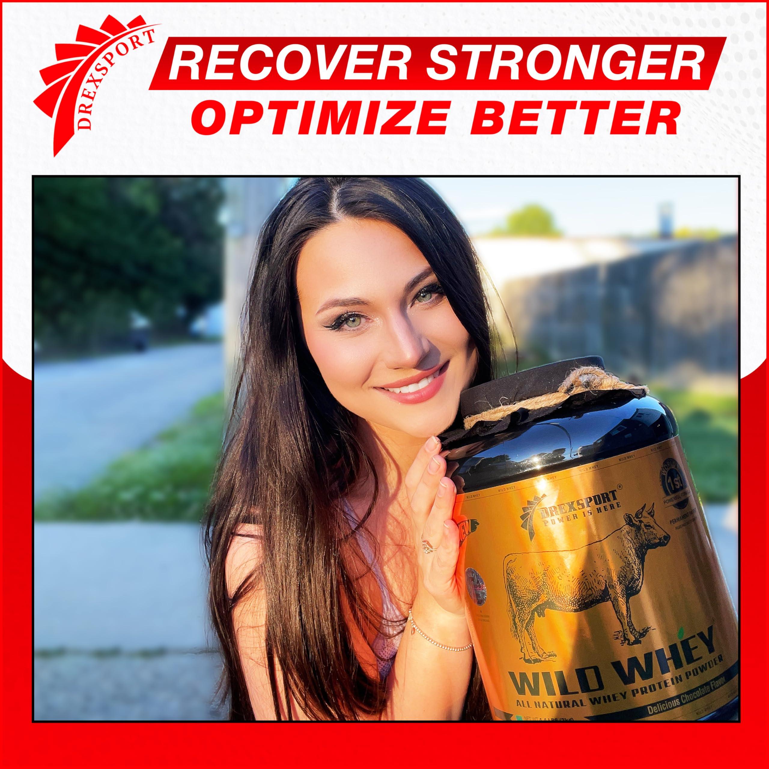 DREXSPORT DREXSPORT Wild Whey Protein Powder - Organic Isolate Blend Based on Grass-Fed Cows Whole A2 Milk - Premium, All-Natural and Chemical-Free (Chocolate 800g Net, 1kg Pack)