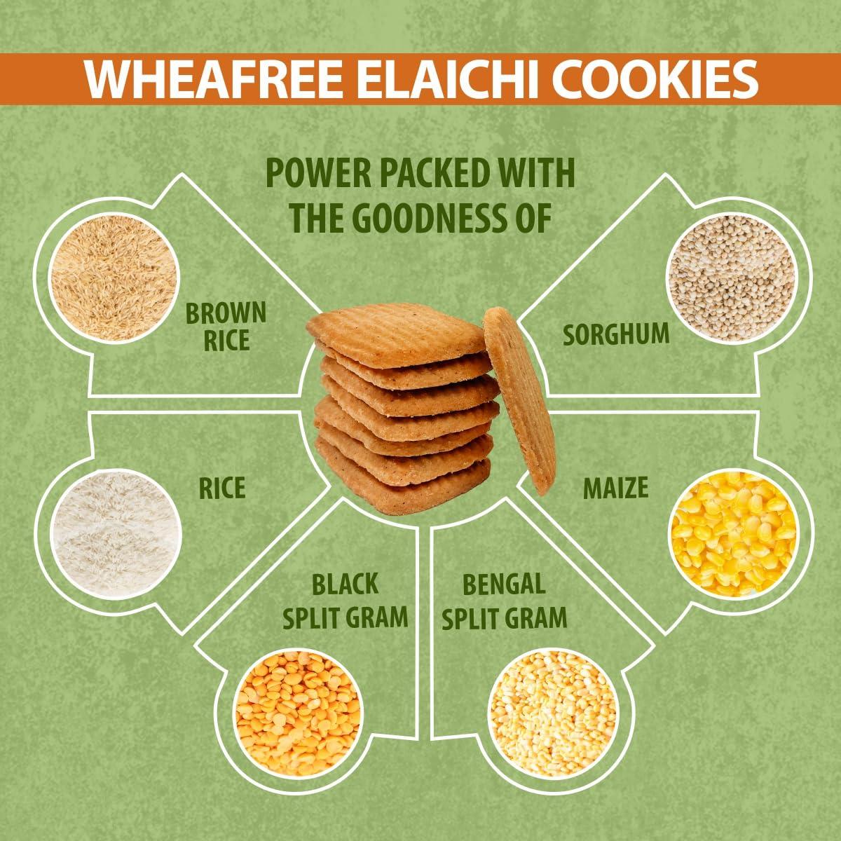 wheafree Wheafree Gluten Free Elaichi Cookie 200g Pack | Lactose Free | No Maida | Best Tea Time Snacks | 100% Vegetarian and Wholesome Ingredients