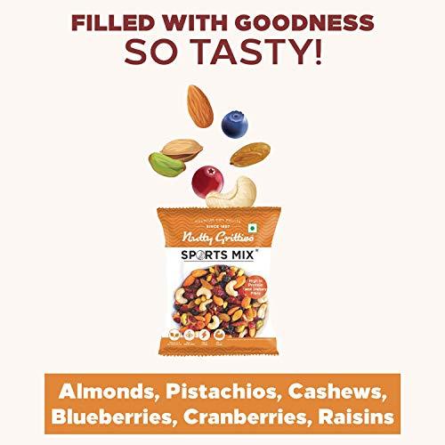 NUTTY GRITTIES Nutty Gritties Sports Mix (Almonds, Cashews, Pistachios, Cranberries, Blueberries, Raisins), Pack of 10-30g Each, 300g