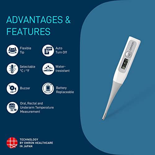Omron Omron MC 343 Flexible Tip Digital Thermometer With Quick Measurement of Oral, Underarm Temperature in Celsius & Fahrenheit, Water Resistant for Easy Cleaning