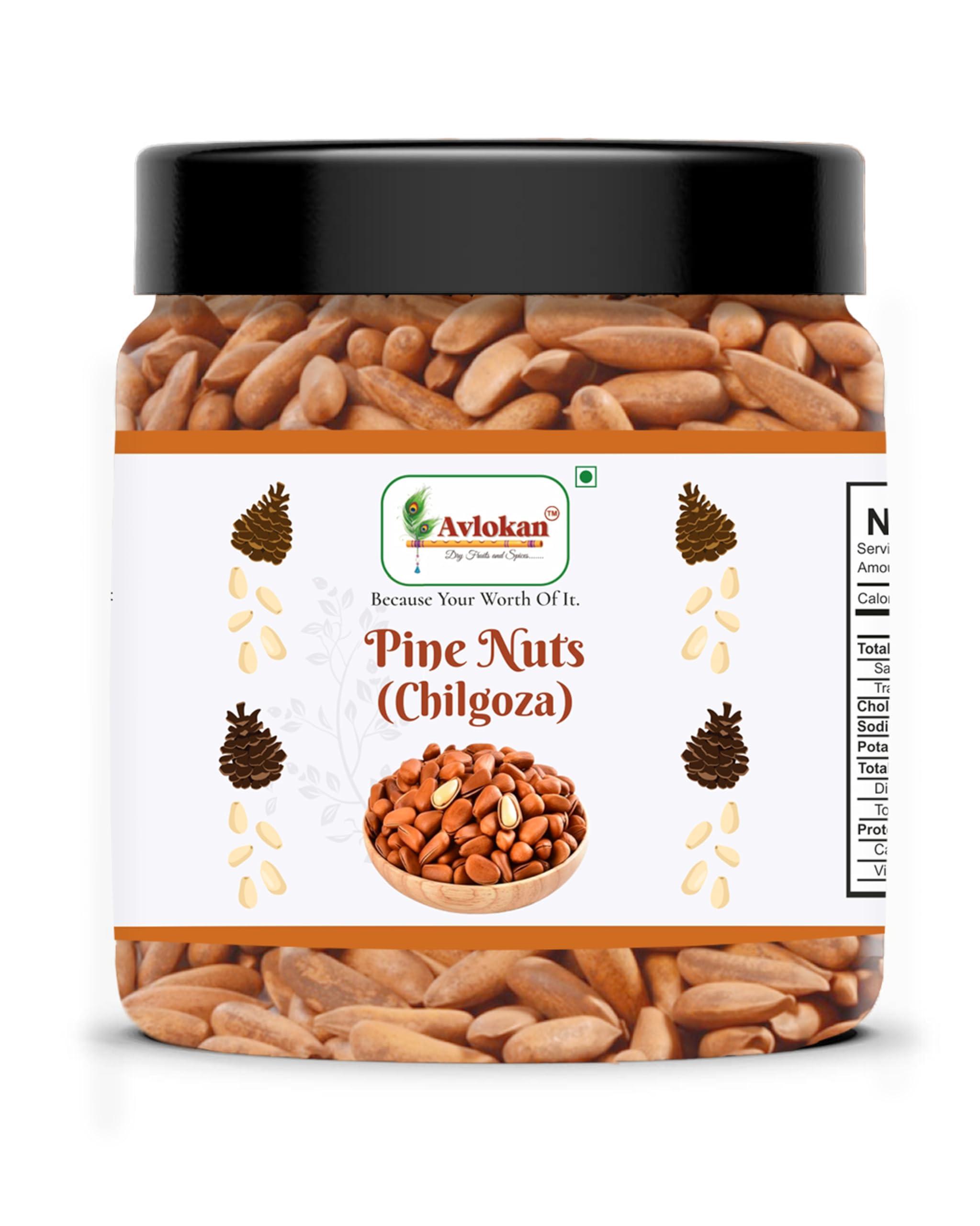 Avlokan Avlokan Winter Pine Nuts A Grade Chilgoza With shell Exotic Dry Fruits (50gm)