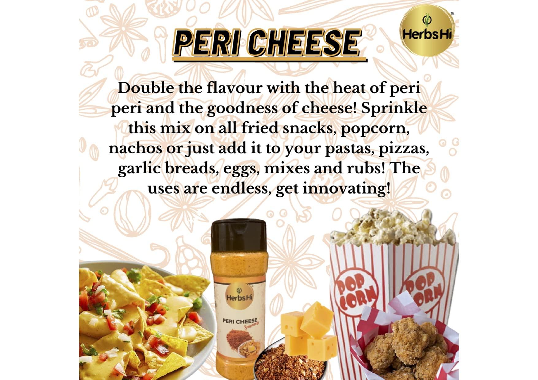 HerbsHi HerbsHi Popcorn Seasoning Combo|Peri Cheese (55Gm),Tomato Chilli (55Gm),Cheddar Cheese Powder (55Gm)|Instant Spice Mix|For Pasta,Sauces,Pizzas,Eggs,Dips,Popcorn,Fries,Chips,Nachos,Makhana
