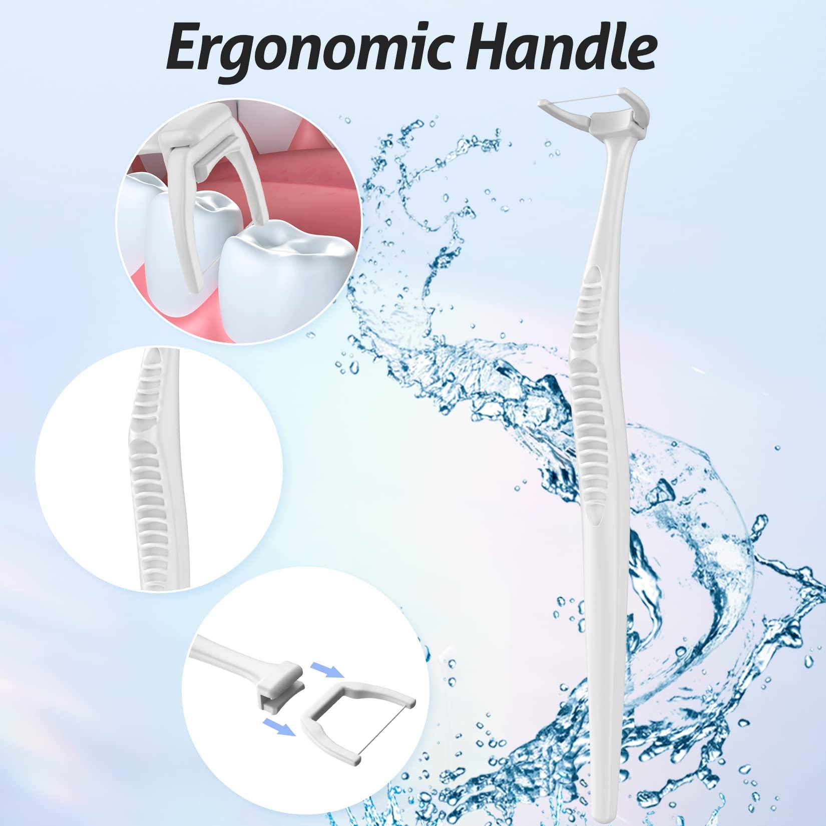 RAZOKO Dental Floss Picks, Clean Dental Flossers Kit with 2 Handles and 180 Extra Strength Refills