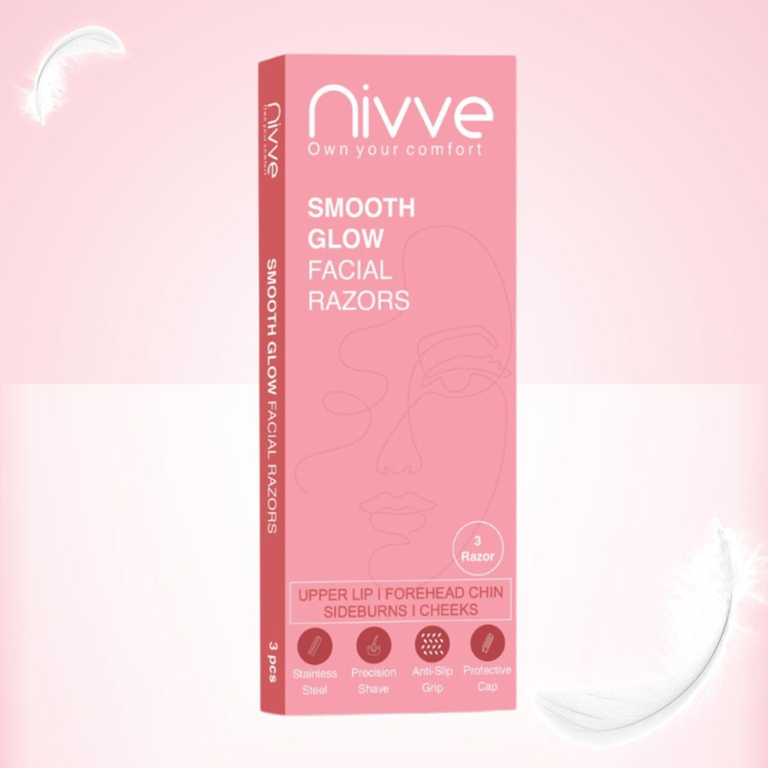 Nivve Nivve Reusable Face Razor for Women Facial Hair- 3 Razors | Instant & Painless Hair Removal | For Eyebrows, Upper Lip, Forehead, Peach Fuzz, Chin and Sideburns (1)