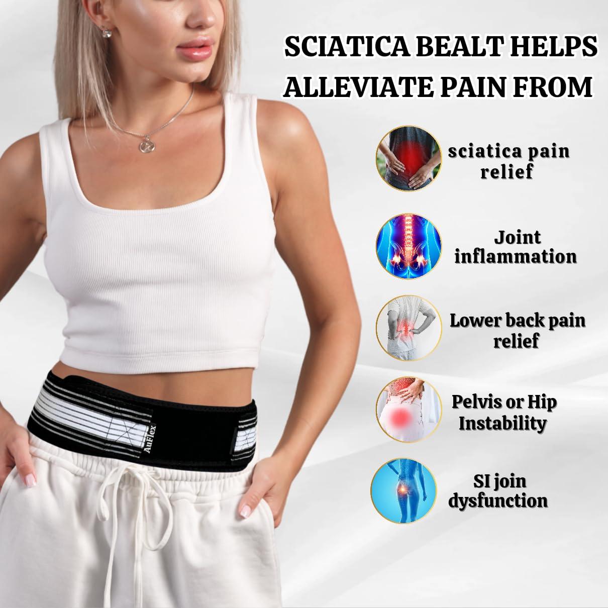 AuFlex AuFlex Sacroiliac SI Joint Hip Belt - Pain Relief for Sciatica and Pelvis - Lumbar and Hip Support Brace for Men and Women (Hip Size 30-44 inches)