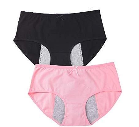 GENERIC PuchuzWomen\'s Cotton Spandex Sanitary Period Panties Postpartum Underwear, Size M to XL Freesize(M toxl), Pack of 3 Multicolour