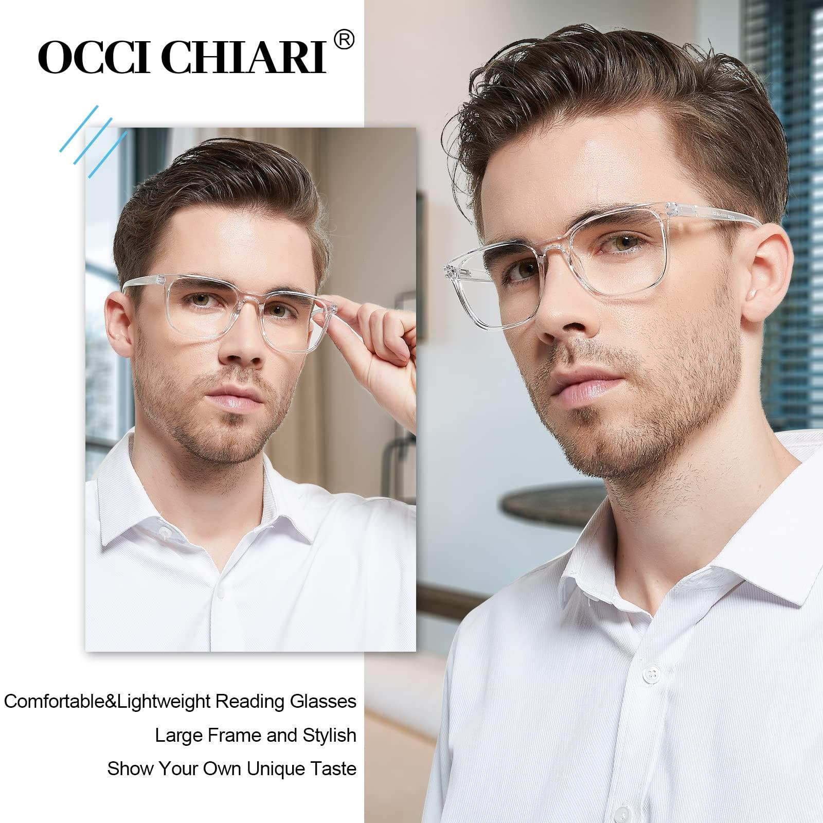 OCCI CHIARI OCCI CHIARI Big Square Reading Glasses 2.25 Men lightwight Readers 1.0 1.25 1.5 1.75 2.0 2.25 2.5 2.75 3.0 3.5 4.0 5.0 6.0 Wide Fitment