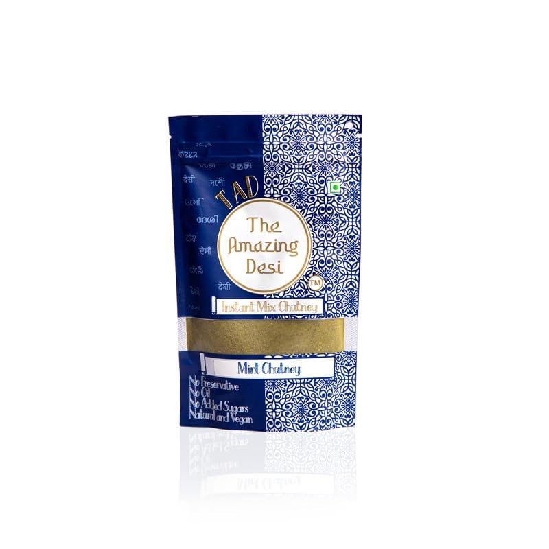 TAD - The Amazing Desi TAD -The Amazing Desi | Mint Chutney |Instant Chutney | No Preservatives |100% Natural Super Food | Oil Free | Sugar Free | 100 Grams ( Pack of 1)