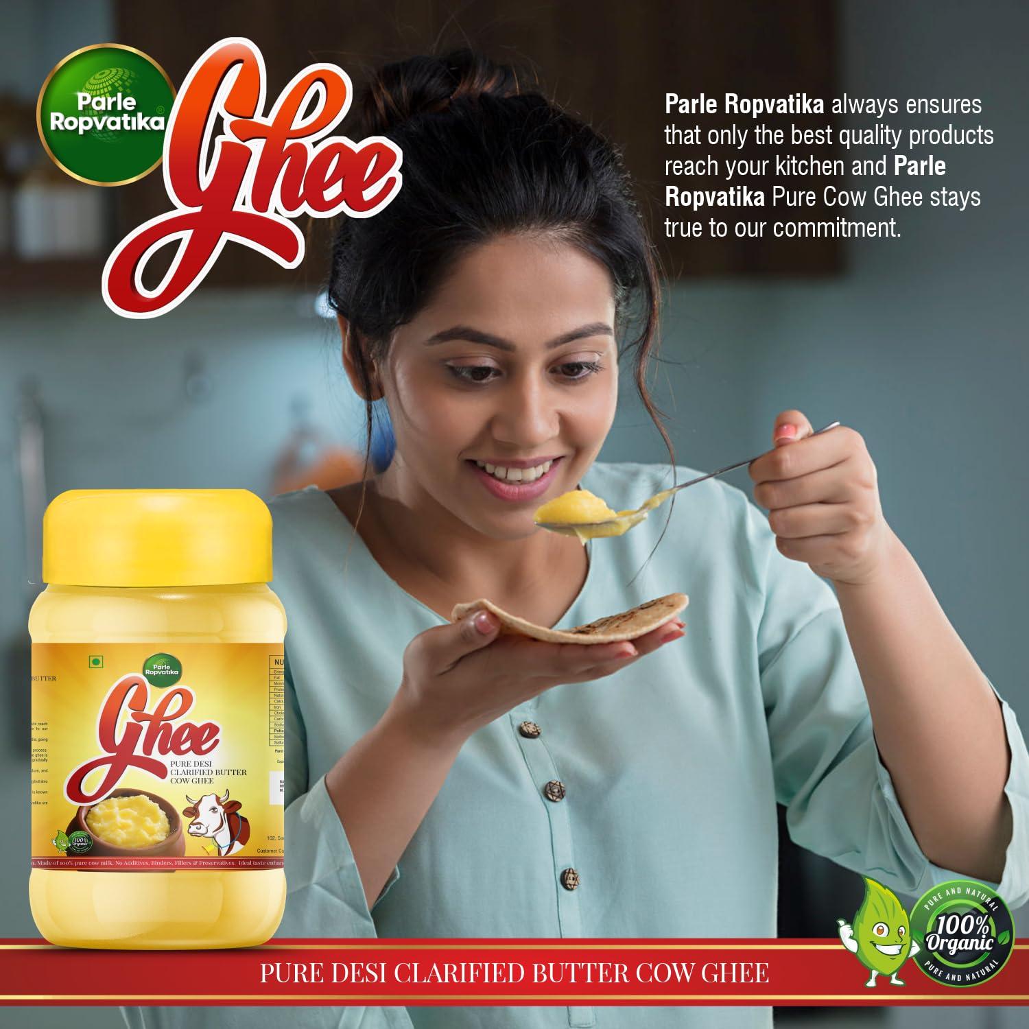 Parle Ropvatika Parle Ropvatika Vatsalya Pure Desi Cow Ghee 1 Liter - Pack 2 (2 Liter) Clarified Butter - Desi Ghee with Rich Aroma (1 Liter x 2) 2 Liter