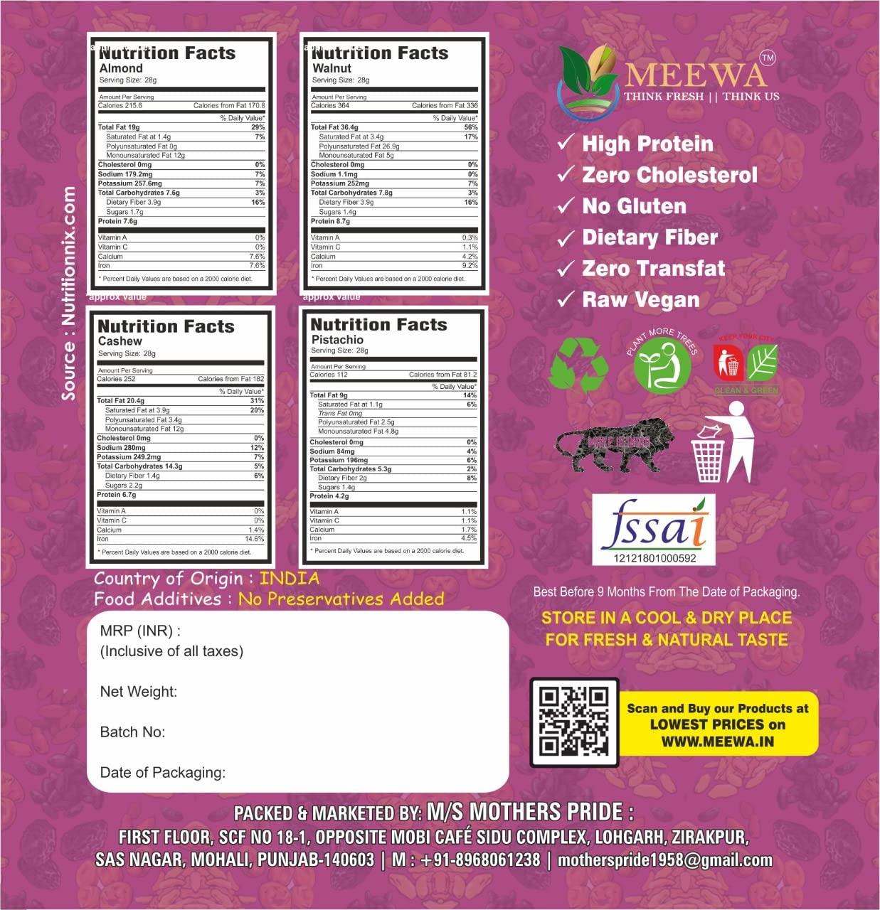 MEEWA THINK FRESH THINK US Meewa Premium 1 Kg Mixed Nuts 11 in 1 | Trial Mix |