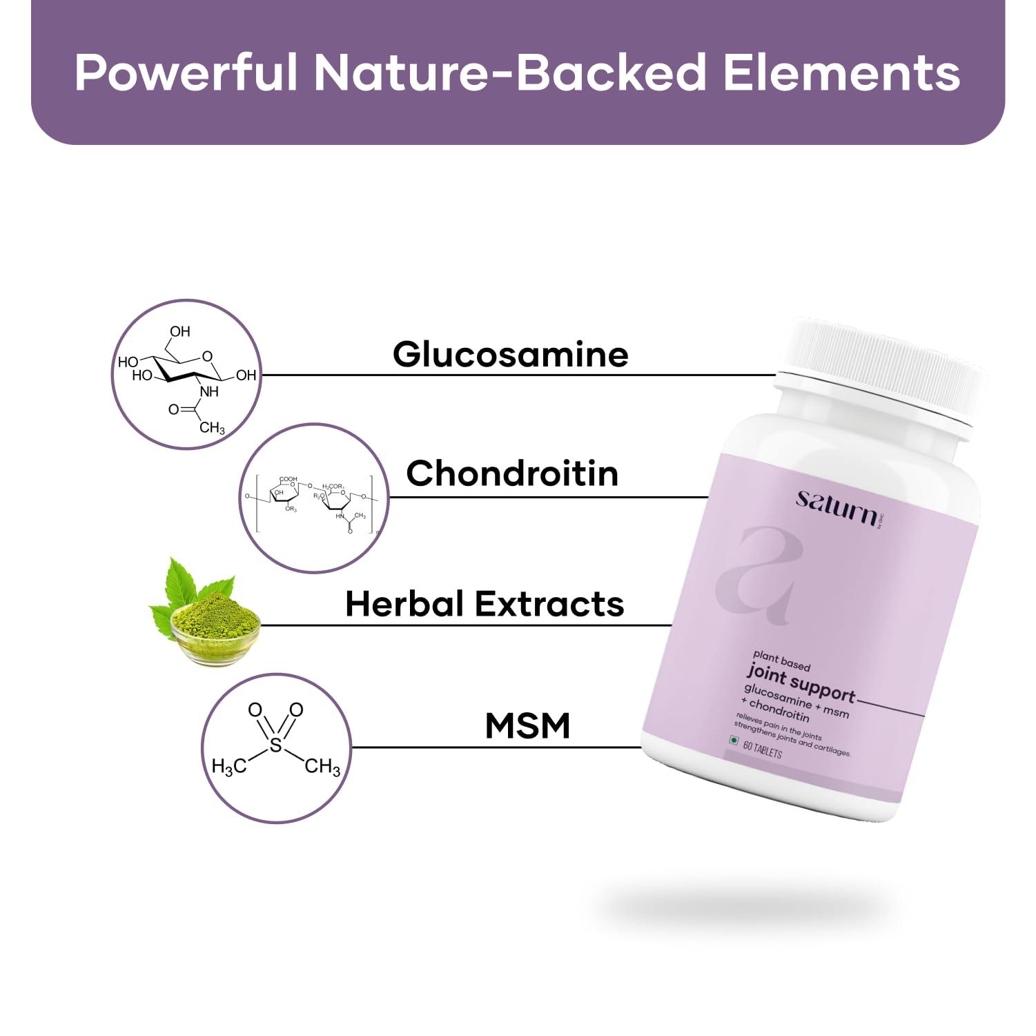 Saturn by GHC Saturn by GHC Plant Based Joint Support Tablet - 60 Tablet (Pack of 1) | With Glucosamine, Chondriotin, MSM Supplements & Herbal Extract for Strengthening Joints