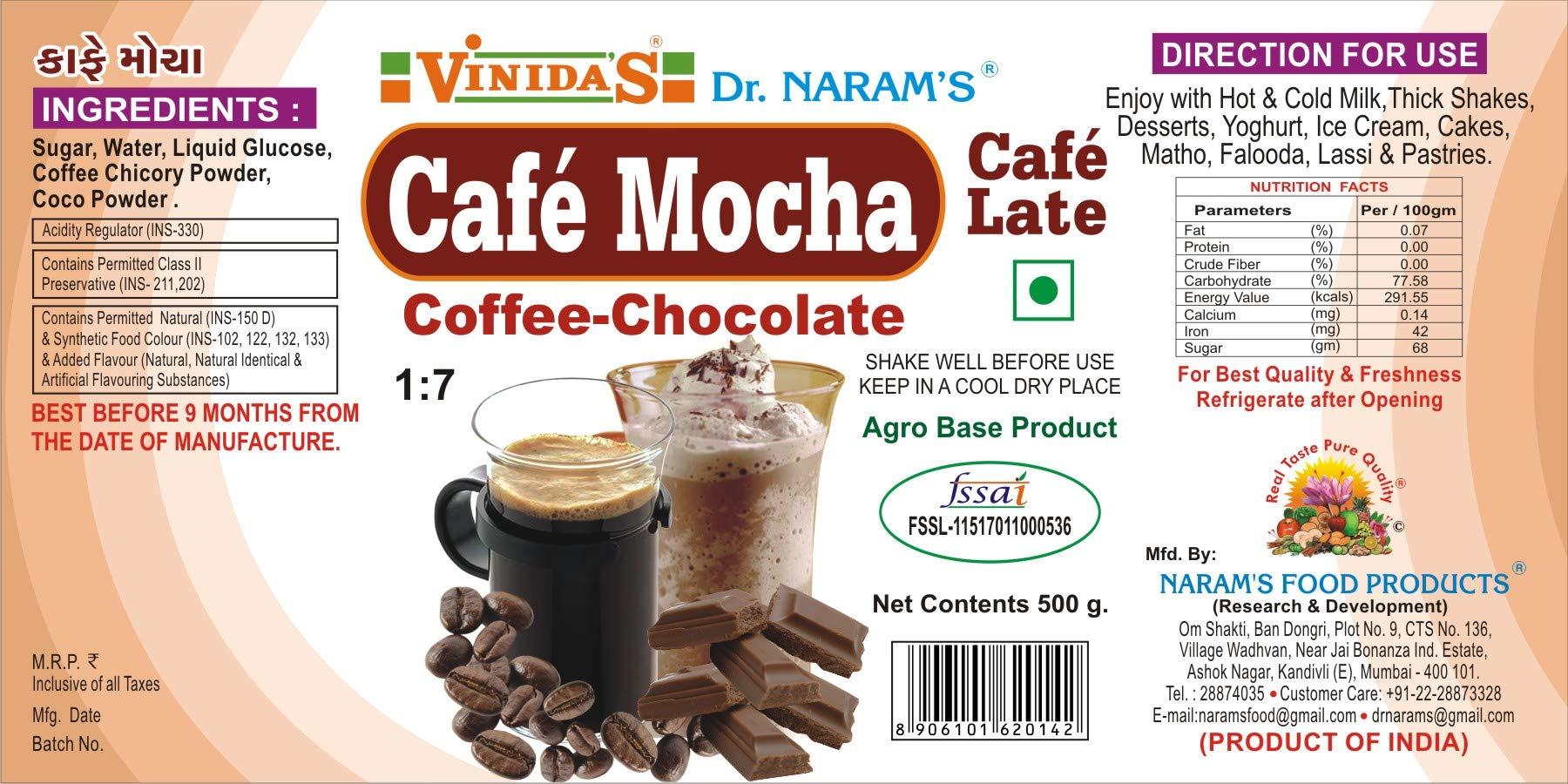 Dr Naram's Vinidas Cafe Mocha Syrup 500g (Coffee - Chocolate)