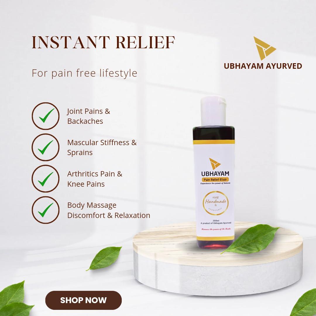 UBHAYAM Ubhayam Pain Relief Elixir | Ayurvedic & Handmade Pain Relief Oil with Cinnamon, Clove & Sesame Oil (100 ml)