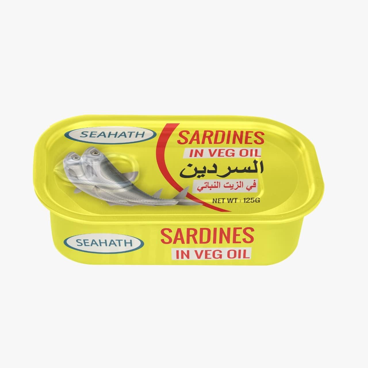 Oceans Secret Seahath- Sardines in Vegetable Oil, 125g (Pack of 18)