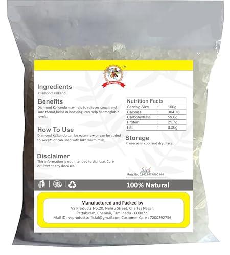 VS Products VS Products Original Diamond Kalkandu, 200g, White Karkandu, Mishri, Rock Sugar, Palm Sugar, (Pack of 2 x 100g)