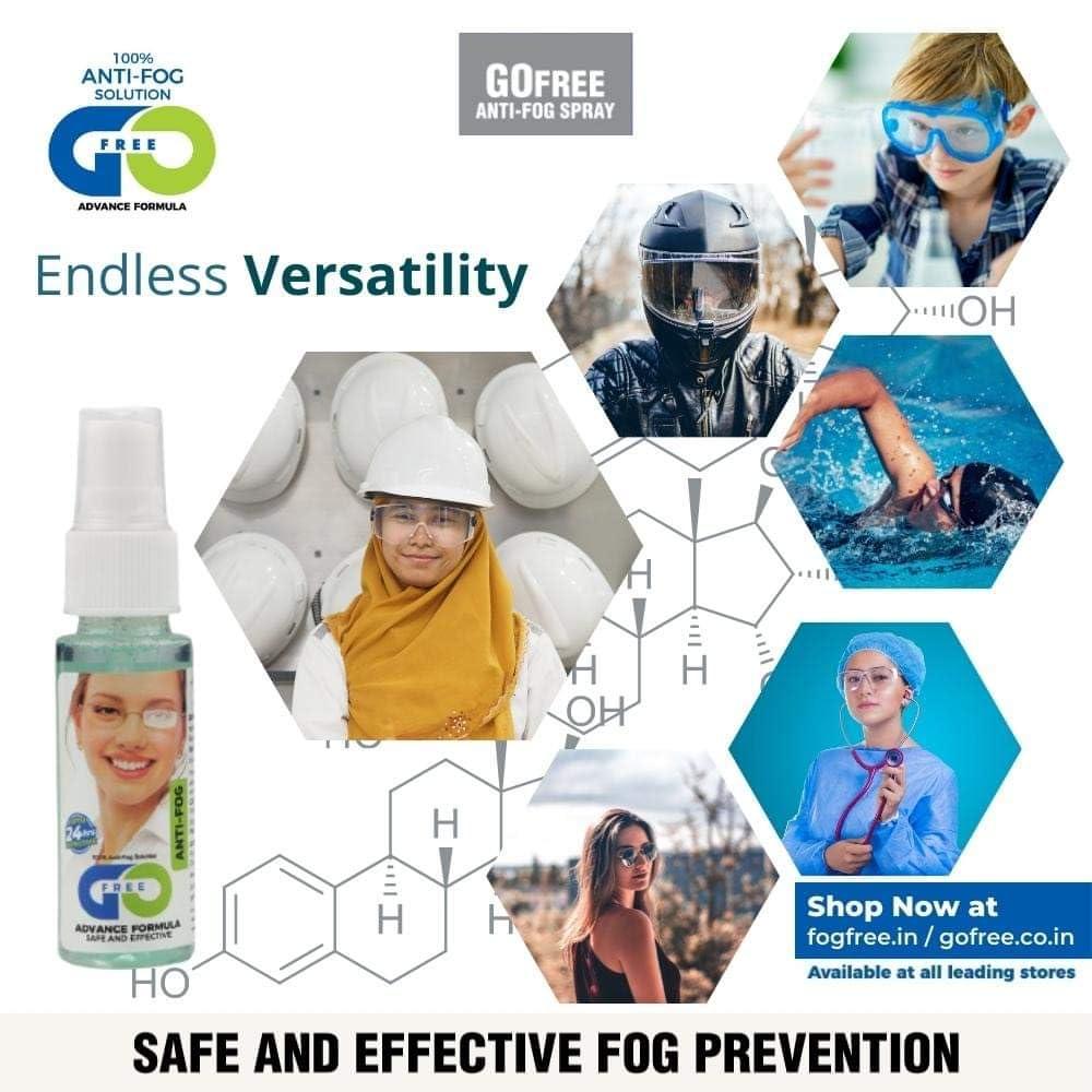 GOFREE GOFREE Anti-Fog Spray Kit With Cleaning Cloth For Spectacles, Glasses, Camera Lens Patented & Advanced Formula Solution (30 ML) Effective Up to 24 Hrs - (Pack Of 2)