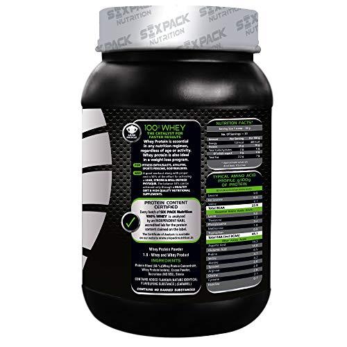Six Pack Nutrition Six Pack Nutrition Whey Protein Powder, with 25 g of Protein Per Serving and More Than 5.6 g of Naturally Occurring BCAAs (1 kg, Choco Caramel)