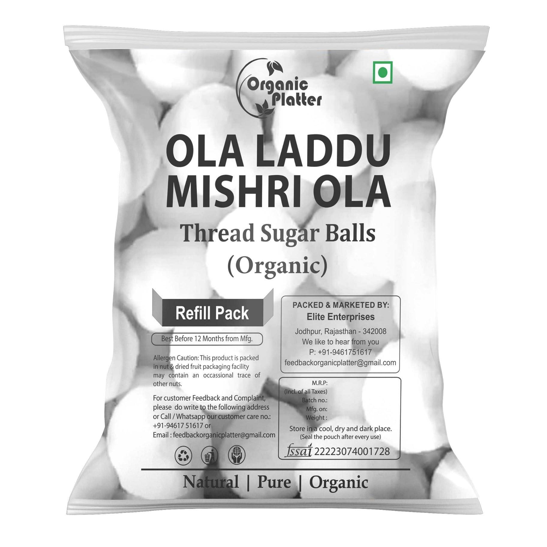 Organic Platter Ola Laddu | Ayurvedic Mishri Ola | Mishri Powder Ball | Ladu Ladoo Sugar | Sugar Balls | Shakkar Laddu | Shakkar Gola (Refill) (2100gm)