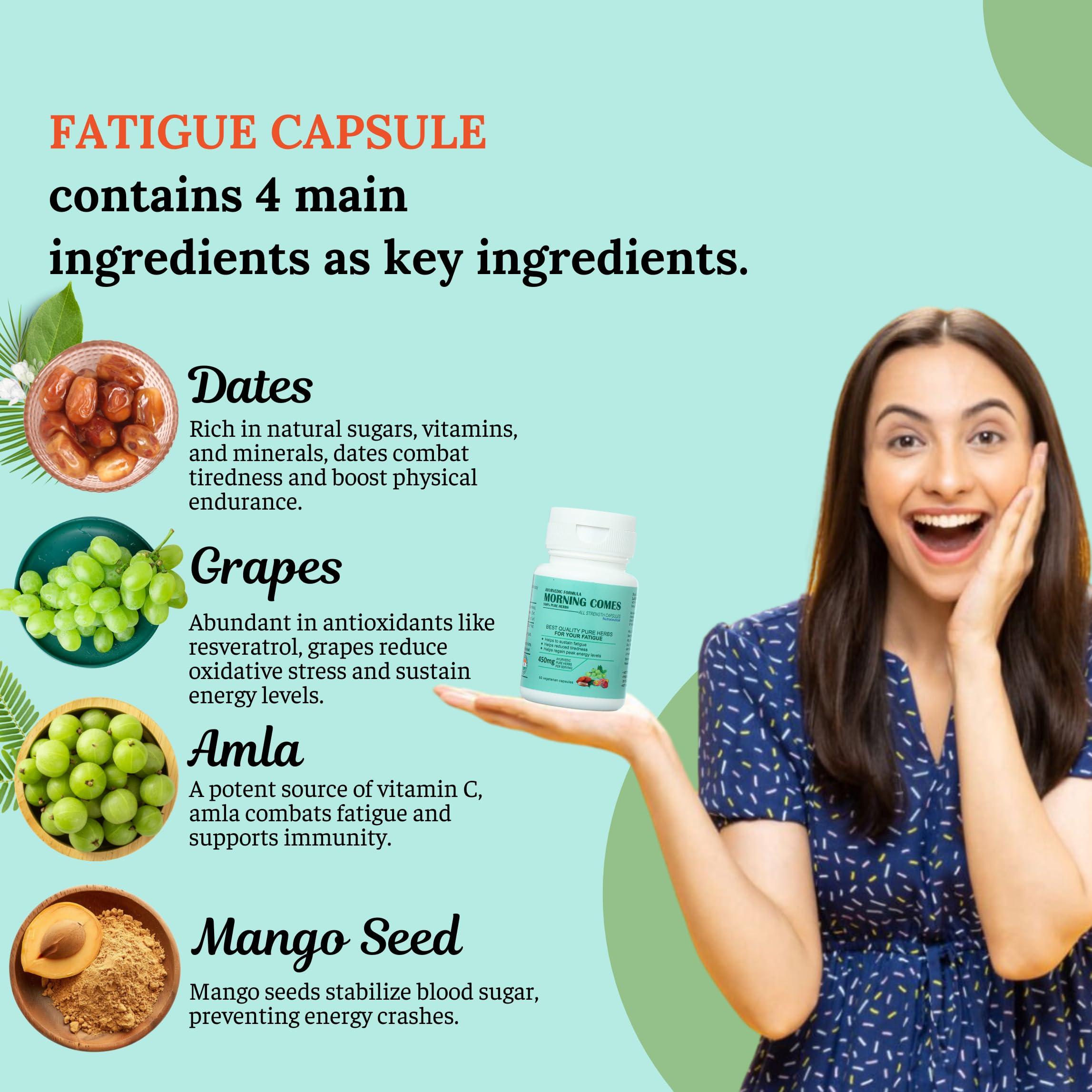 MORNING COMES Morning Comes Ayurvedic All Strength Capsules | 450 mg Herbal Blend with Dates, Mango Seed & Amla for Daily Wellness, Energy, Stamina, Blood Sugar Support & Immune Health | 60 Capsules (Pack of 1)