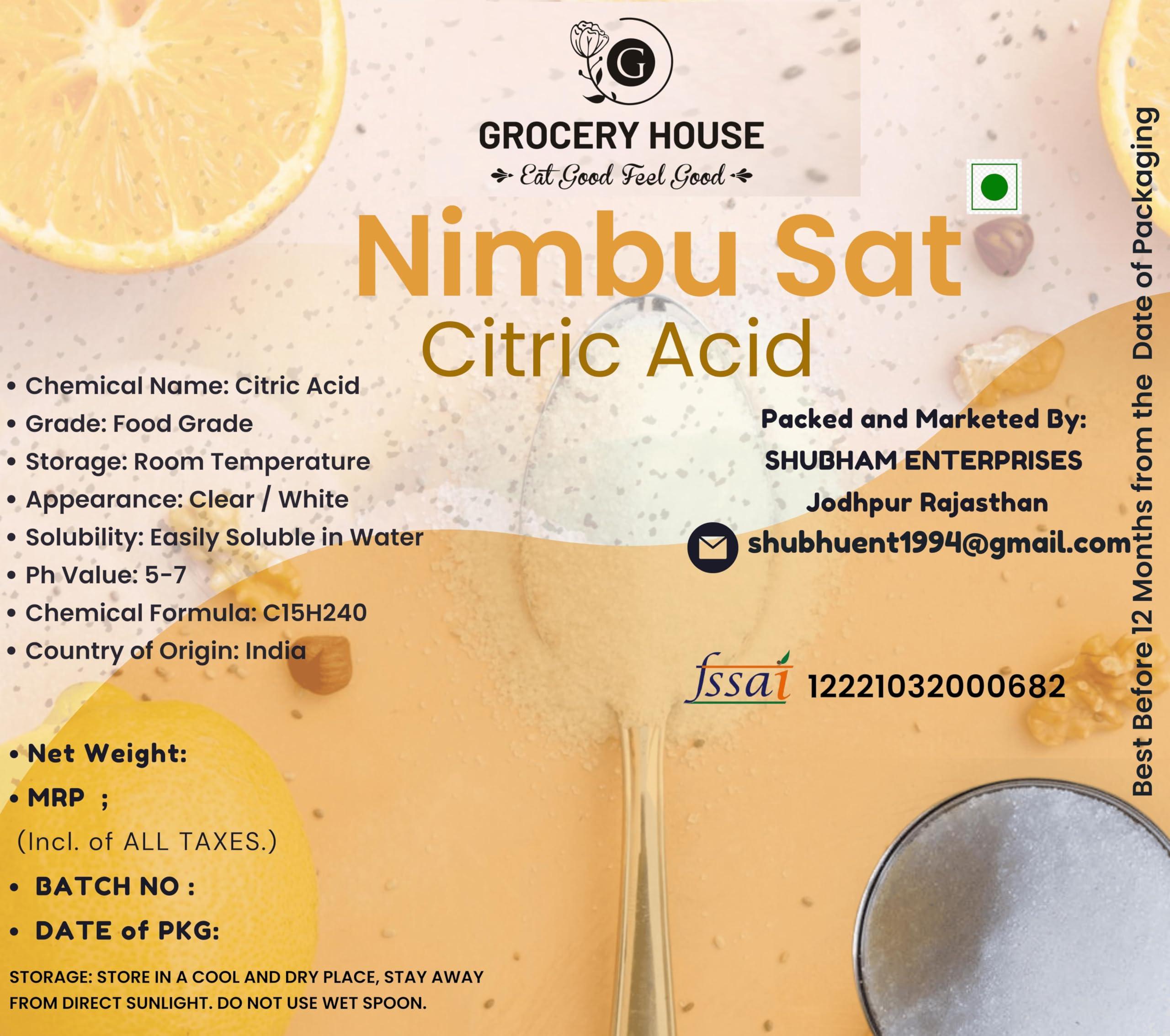 Grocery House Grocery House 100% Natural Citric Acid | Nimbu Sat | Lemon Salt , tatri (Pack of 300 Gram)