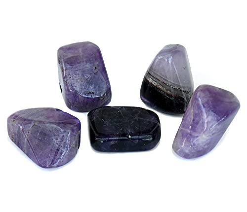 Reshamm Reshamm(Regd.) Superior Amethyst Tumbled Semi Precious Gems Stone 100% Natural Energized Crystal Energy Benefit stress anxiety irritable mood swings relationship anger rage fear Certified crown chakra 5pcs