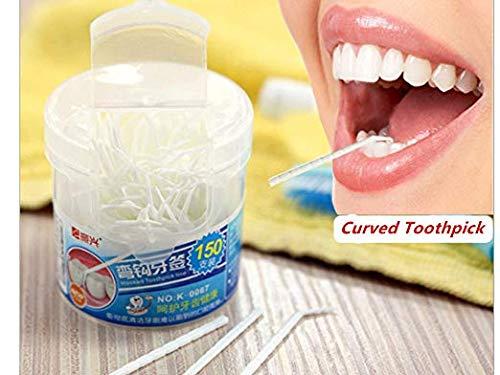 xjs XJS Plastic Household Teeth Cleaning Tool Curved Hook Toothpicks White (150 Pcs)