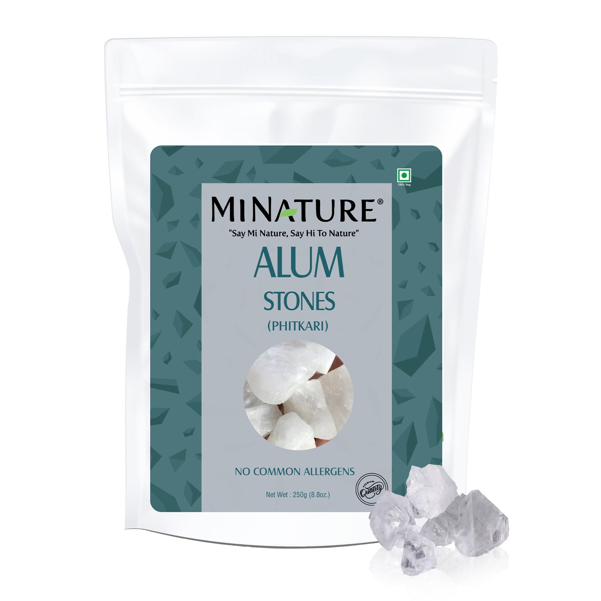 minature Alum Stone(phitkari) by mi nature | for Skin Care | Water Purify| Pure Alum Stone (Potassium Alum) (Fitkari)|Cruelty Free | Post Shave Use| For Natural Deodorant (250g)