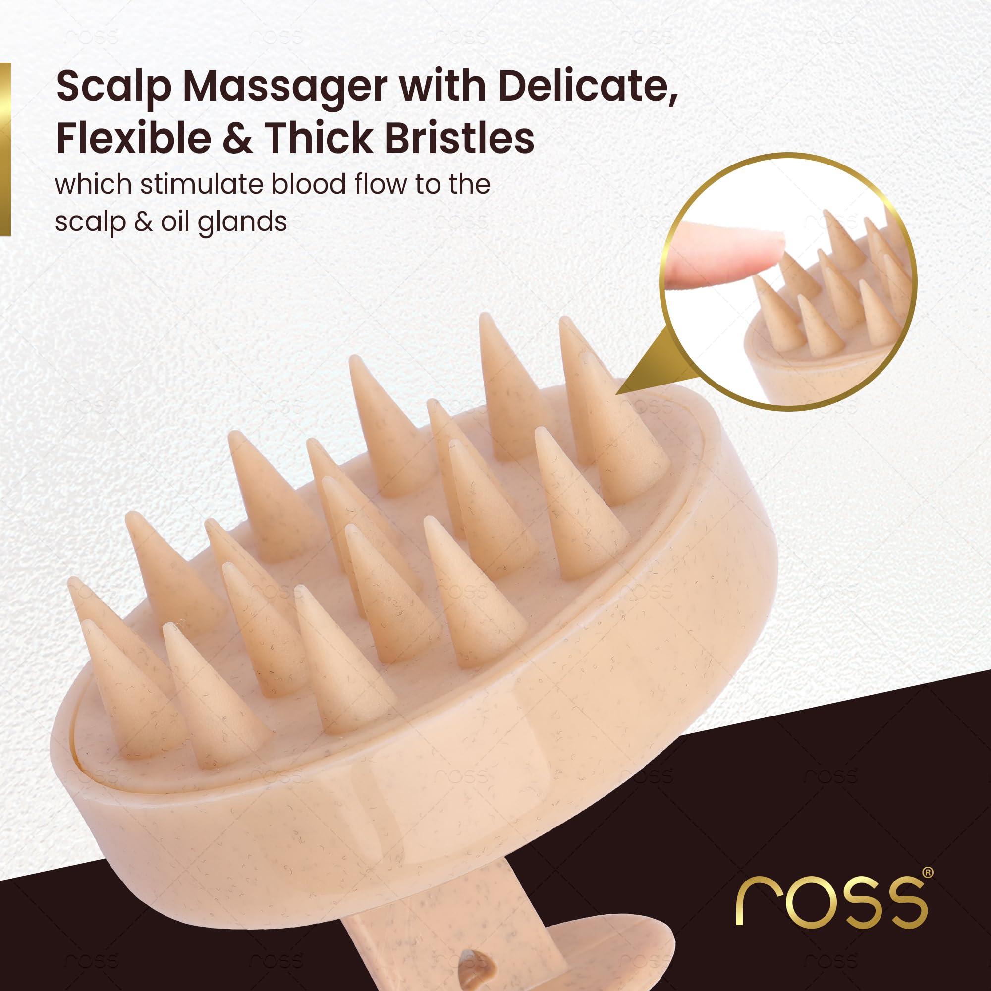 Ross Ross Round Hair Scalp Manual Massager Shampoo Hair Brush, Super Soft Bristles for Exfoliating, Anti-Dandruff (Textured Beige)