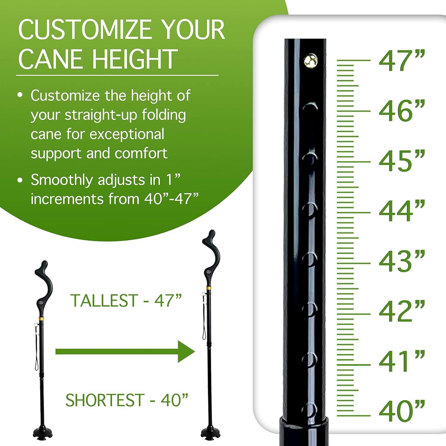 Fariox FARIOX Straight Up Cane Folding Self-Standing, Anti Slip and Height Adjustable for Balance and Comfort, Suitable for Men, Women and Seniors