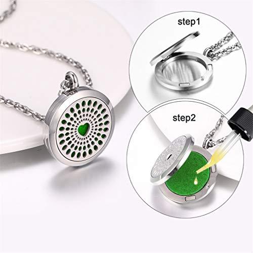 Supcare Supcare Aromatherapy Round Locket Necklace Pendant for Oil Diffusing, Stainless Steel Necklace for Essential Oil Diffuser with 8 Color Refill Pads, Special Necklace Jewelry for Women/Men