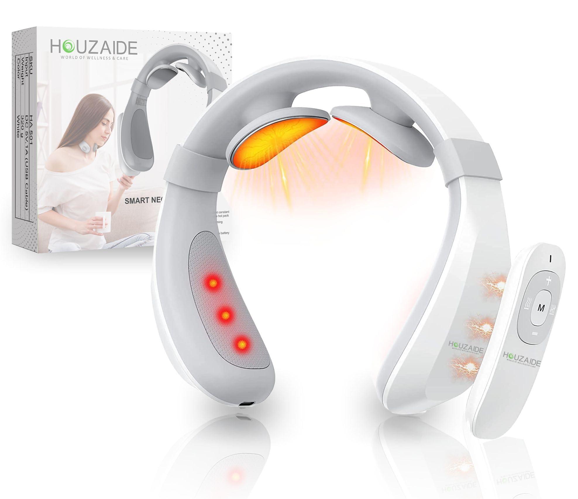 HOUZAIDE WORLD OF WELLNESS & CARE HOUZAIDE WORLD OF WELLNESS & CARE Electric Pulse Neck Massager for Neck Pain relief, Cervical Pain Relief Massager With Heat & TENS pulse ,Rechargeable Deep Tissue Massager, Father\'s Day gift option