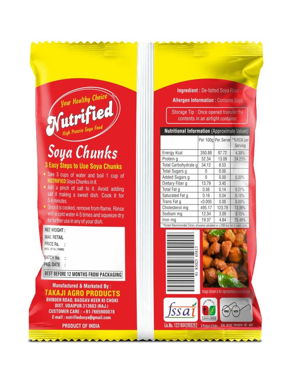 NUTRUFIED NUTRIFIED Vegetarian Soya Chunks Vegetarian High Protein Soyabeans Substitute Easy To Use In Your Food In 1KG Pack