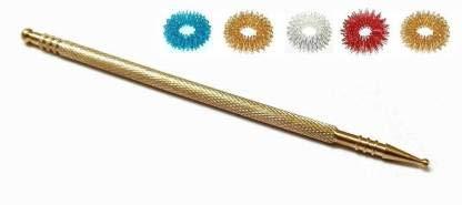 ACUPRO HEALTH CARE SYSTEM Acupro Health Care System_ACS Sujok Acupressure Probe Mega Long Brass Metal Diagnostic Jimmys Set of 1 + Sujok Rings Set of 5 Massager (Brass)