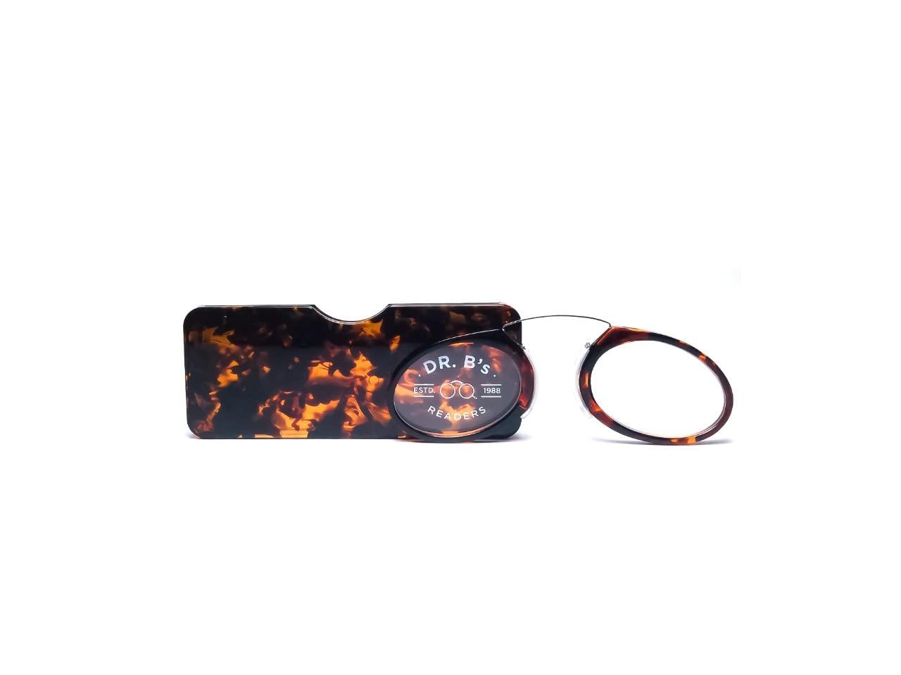 DR. B\'s Readers DR. B\'s Readers Nose Clip Reading Glasses | Universal Pod Case for Men & Women | Reduce Eye Strain & Fatigue | Lightweight Clear & Scratch Resistant Presbyopic Eyeglasses Reader(Tortoise shell +1.00)