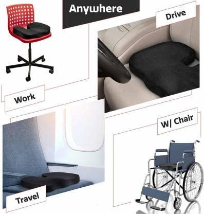 Multiple See Warranty Card ORTHO BUY Car Seat Cushion for Office Chair, Desk and Wheelchair Orthopedic Pu Foam Coccyx Cushion for Tailbone, Sciatica, Back Pain Relief, Washable Cover