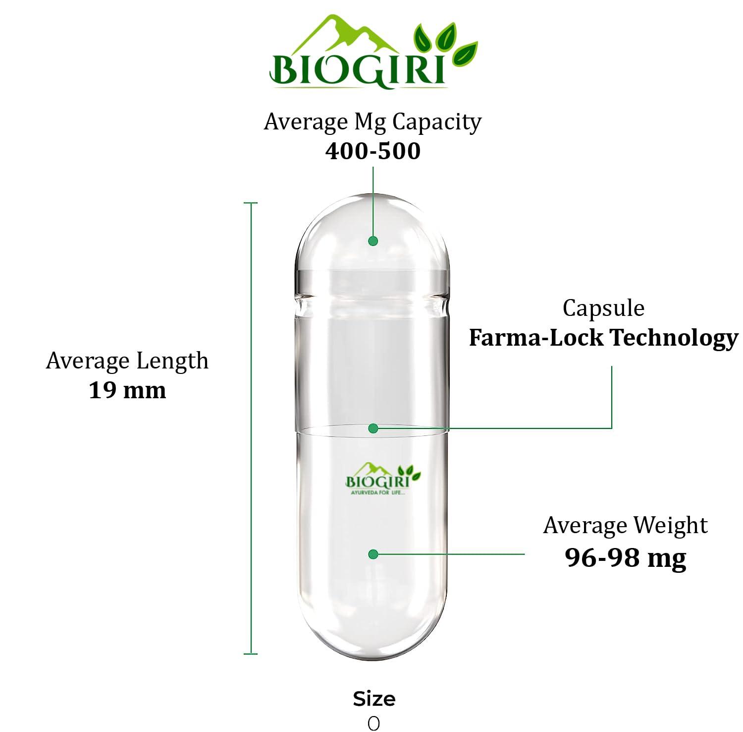 biogiri Biogiri Lifecare International - Premium Size 0 Black Black Empty Gelatin Capsule Shell - Gluten Free | Powder Filling (Pack of 1000) | 500mg