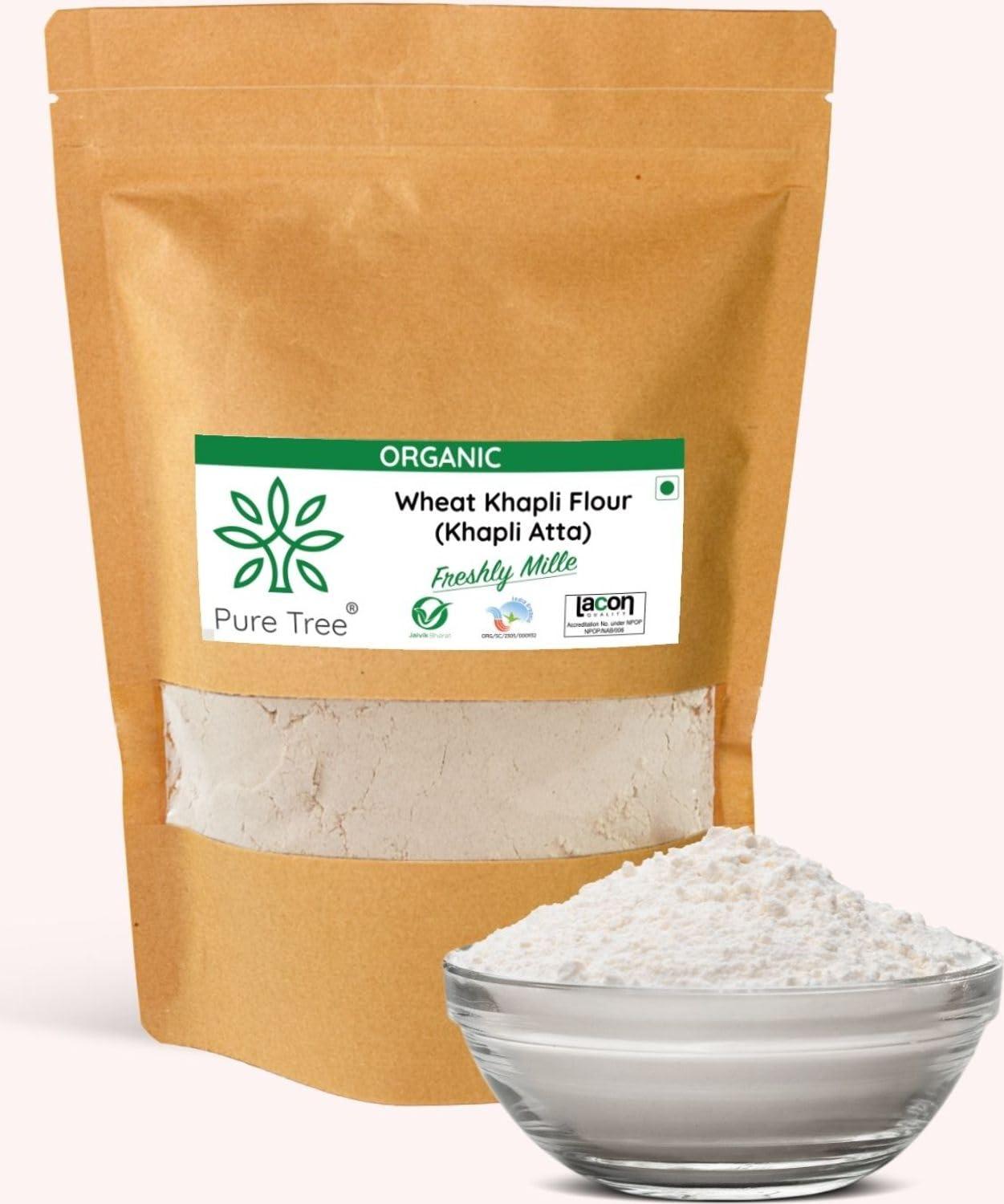 Pure Tree Pure Tree Certified Organic Freshly Milled Wheat Flour (Khapli Aata) | 1900 g | Emmer Wheat Flour | Organic Aata | Khapli Wheat Flour | Gehu ka Aata Rich In Fiber | Low Gluten