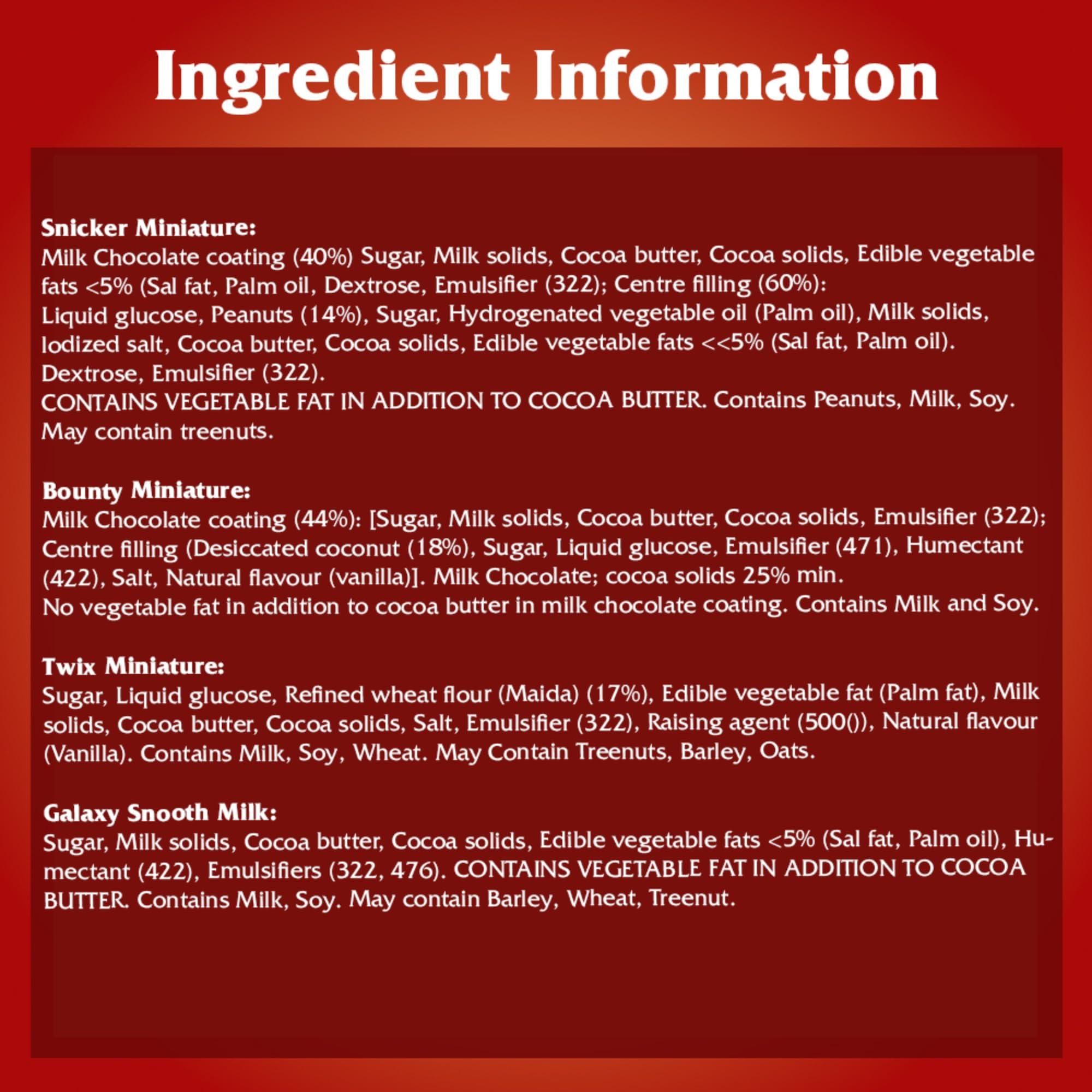 Mars Snickers Best of Minis Assorted Chocolates, Rakhi Gift Pack, Snickers Minis, Twix Minis, Galaxy Smooth Milk Minis, Bounty Minis, 128g, Pack of 3