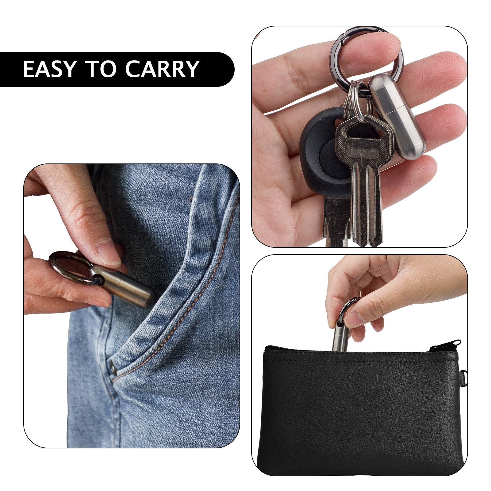TISUR Micro Keychain Pill Holder.TISUR Titanium Pill Case Waterproof Pill Fob for Emergency Aspirin & Nitroglycerin for Travel Purse Pocket (Tiny)