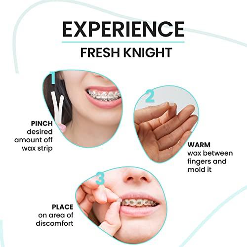 FRESH KNIGHT Braces Wax,10 Pack Bright & Fun Colors. Dental Wax for Braces. Unscented & Flavorless - Premium Orthodontic Wax for Braces.10 Pack- 50 Total Wax Strips, FREE Storage Case. Food Grade Brace Wax.