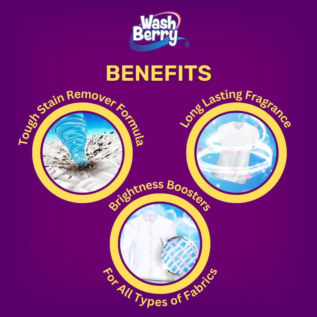 WashBerry WashBerry Matic Front Load & Top Load Detergent Washing Powder With Advance Formula (3 Kg With 1 Kg Free), Pack of 1