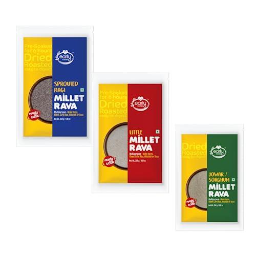Early Foods Early Foods : Assorted Pack of 3 - Millet Rava (Sprouted Ragi, Jowar & Little Millet Rava) 250 g x 3
