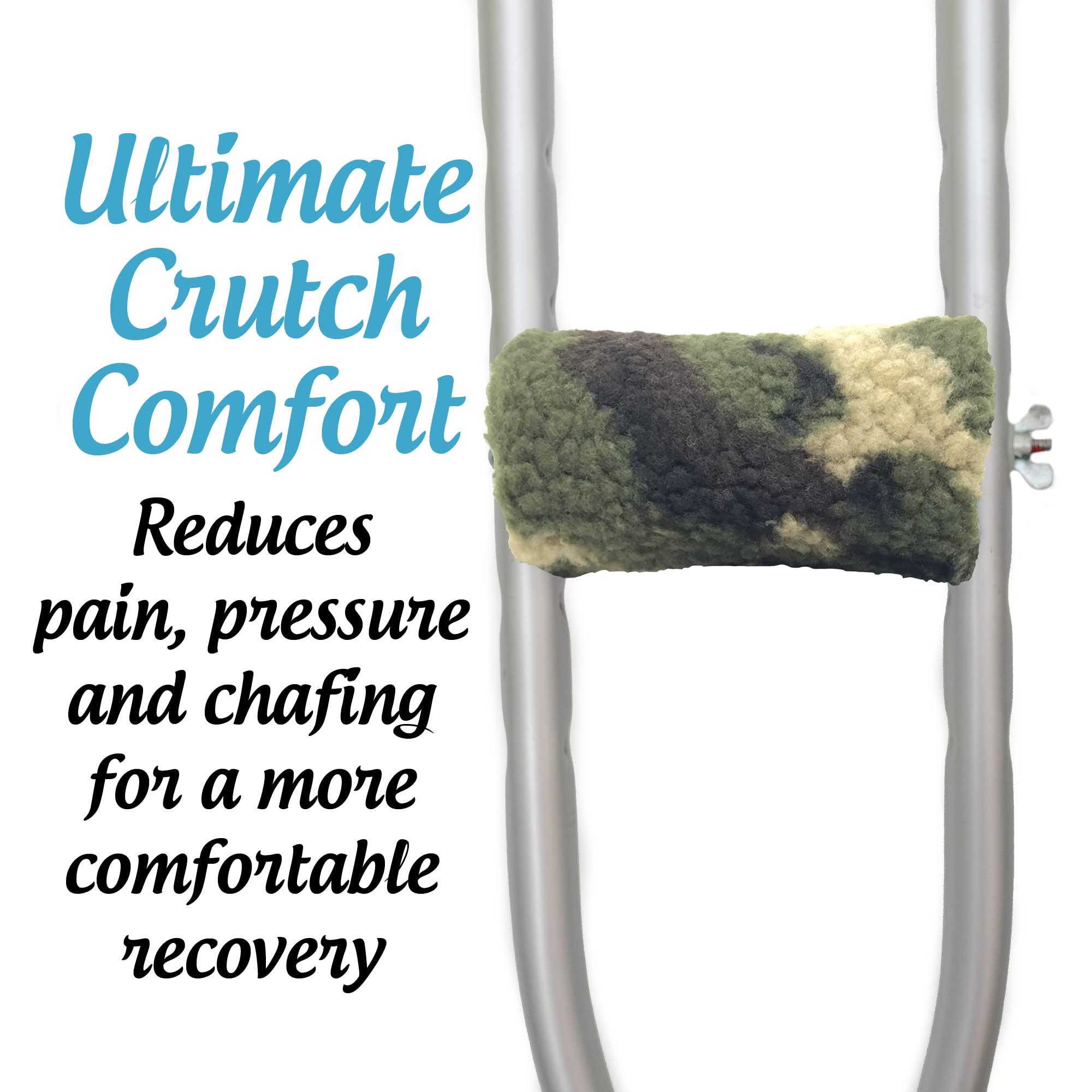 Crutch Comfort Universal Crutch Hand Grip Covers - Luxurious Soft Fleece with Sculpted Memory Foam Cores (Camo)